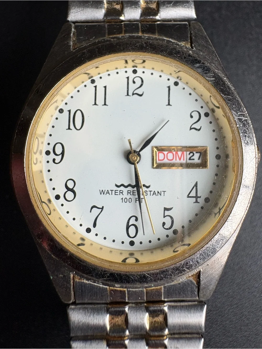Two-Tone Men's Dress Watch with Date - White Dial